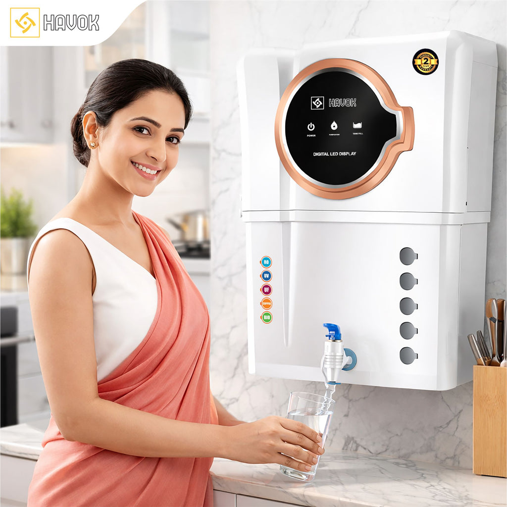 Havok Elite White RO Water Purifier BIS Certified 18L  RO + UV + MF + Minerals + Copper